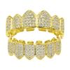 INS Popular hiphop European and American Hip-Hop Gold Teeth Set Sharp Teeth Jewelry Micro-Inlaid Gold Teeth Decoration Teeth Manufacturer