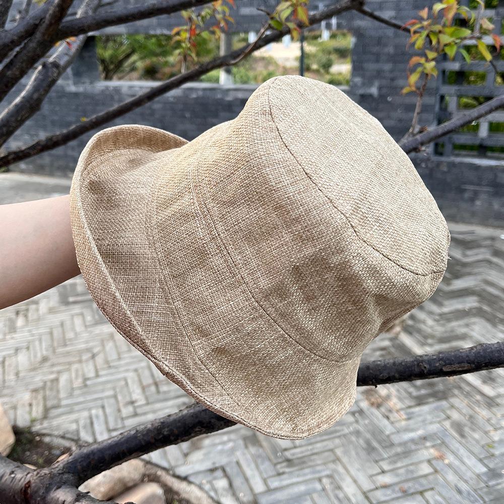 Sunscreen Roll Rim Fisherman Hat UV Protection Japanese Style Bucket Cap Flax Sun Hat  Hiking