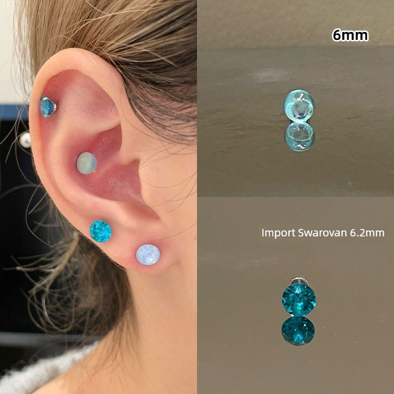 

Ringring Store Titanium Steel Ear Studs-Suit Medical Titanium Alloy Ear Bone Stud Huazi Pierced Ears Blue Earrings Double Ear Combination 19