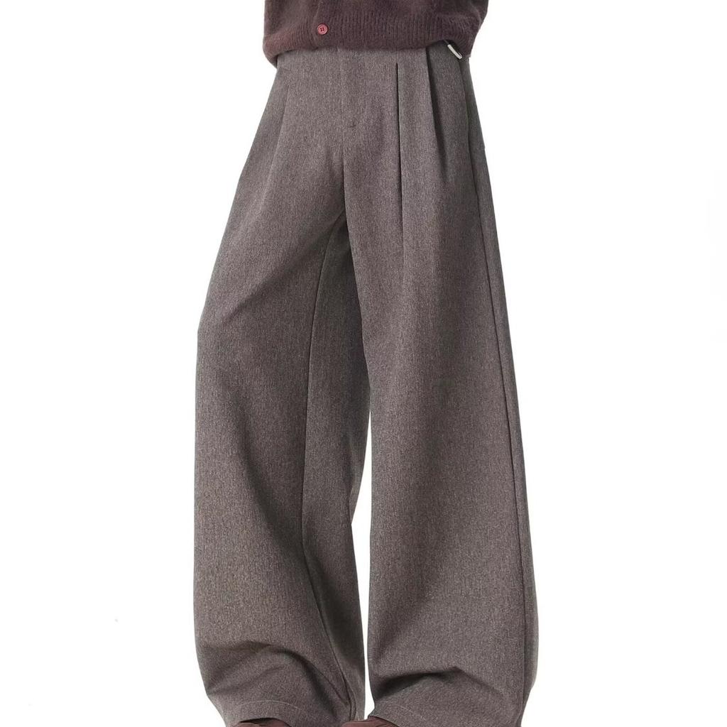 Old money retro pleated trousers men's spring high street cleanfit wide-leg trousers trendy brand vertical silhouette casual trousers