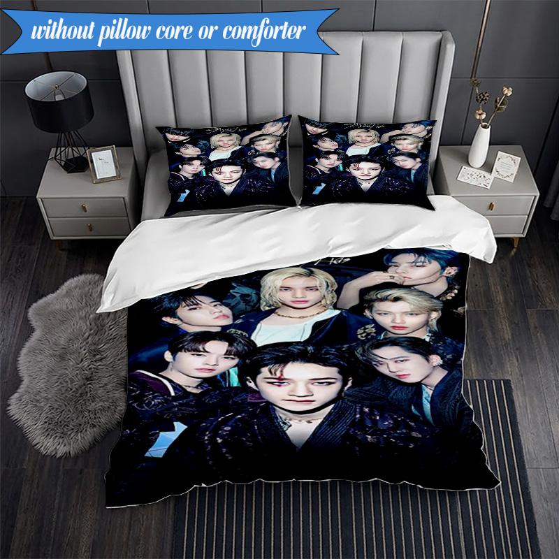 K-pop Group Stray 3pcs K-pop Music Group Bedding set,Ideal for Bedroom, Dormitory,Including Duvet Cover And 2pcs Pillowcases,Fan Gifts