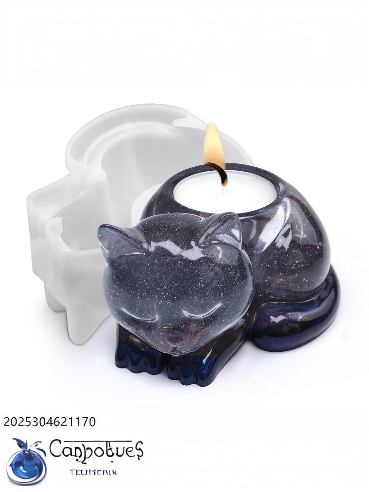 Sleeping Cat Memorial Silicone Mold For Resin Cat Candle Holder Animal Keepsake Sympathy Gift