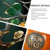 Aris & Juno Chinese Lucky Copper Calabash Statue with Jade Pingan Buckle - 13.7" Feng Shui Decor for Wealth & Fortune