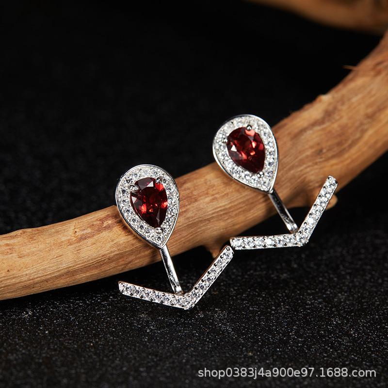 Ouyang Nana Earrings, Song Huiqiao Water Drop Earrings, High-End Sense Light Luxury Earrings, Rear Hanging Type, Sweet Temperament
