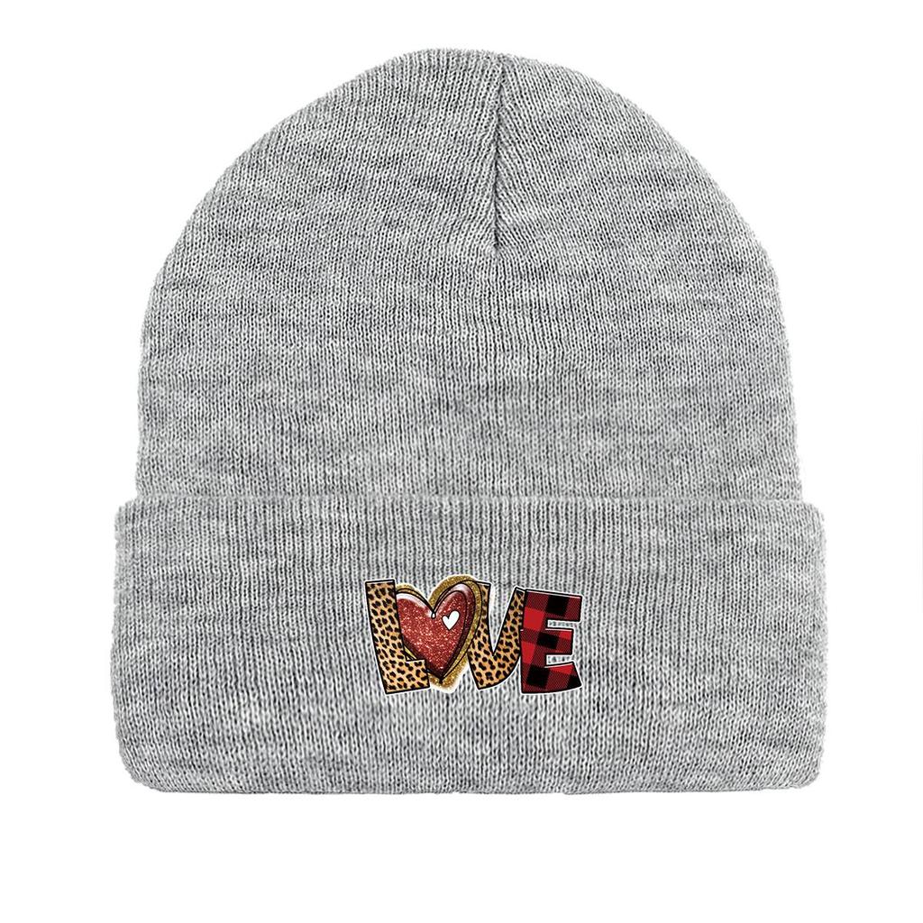 LOVE" Winter Knit Hat Beanie, Valentine's Day Skullies Beanies Windproof Slouchy Trendy Headwear Knitted Cap Beanie