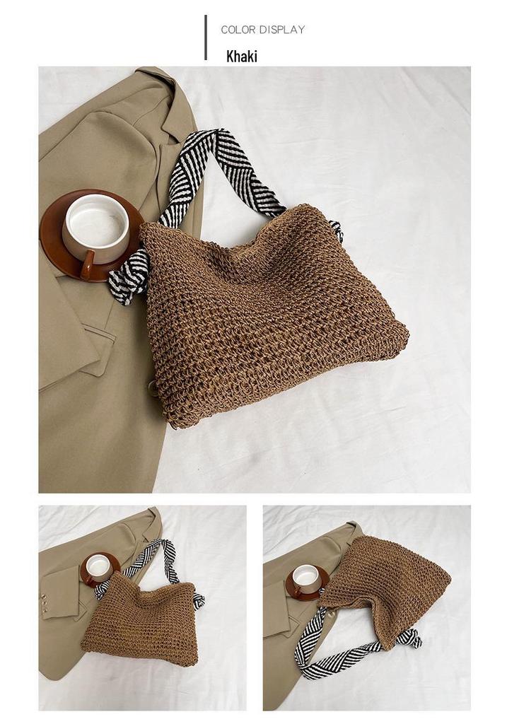 Holiday Style Straw Woven Bag: Large Capacity, Trendy Single Shoulder with Personalized Strap for Women