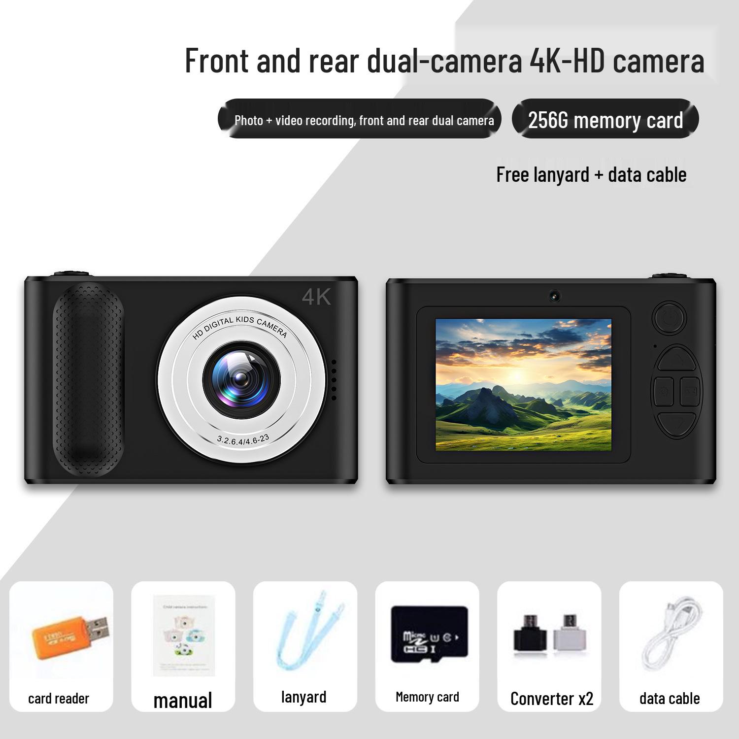 

Портативна цифрова камера високої роздільної здатності з двома об єктивами – Ідеальна для відеоблогінгу, селфі та ретро-кампусної фотографії.