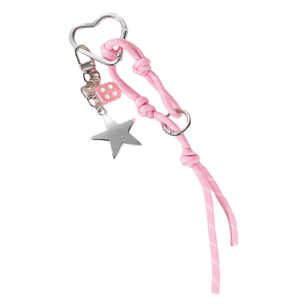 Lovely Heart Keychain Braided Rope Keyring Star Car Key Chain Backpack Handbag Charm Bag Charm Bag Pendant Ornaments