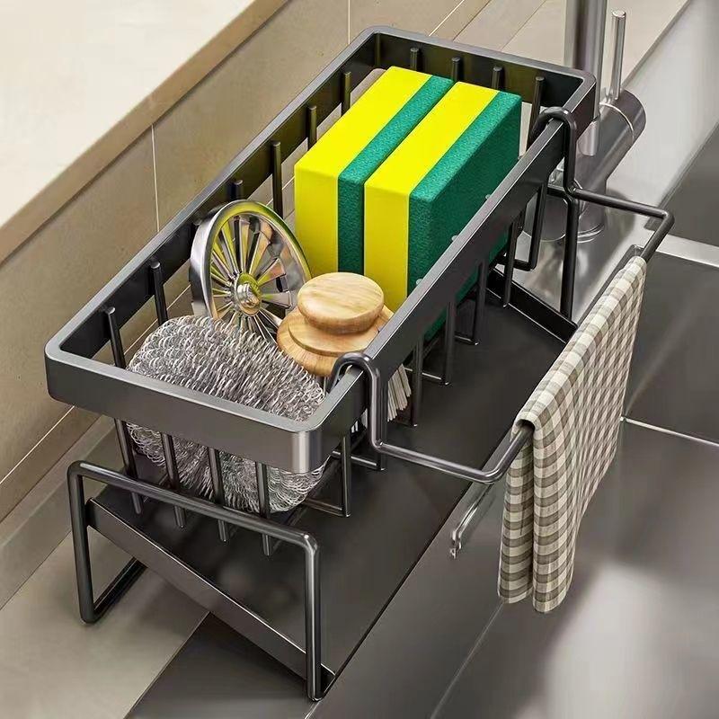 Kitchen Sink Faucet Storage Rack with Drainage for Rags, Spices, and Utensils CDN