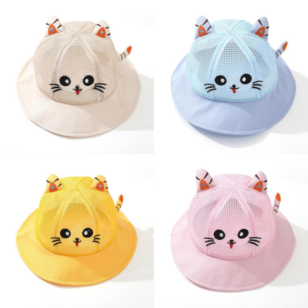 Cartoon Kids Summer Sun Hat With Large Brim And Breathable Polyester For Outdoor Play