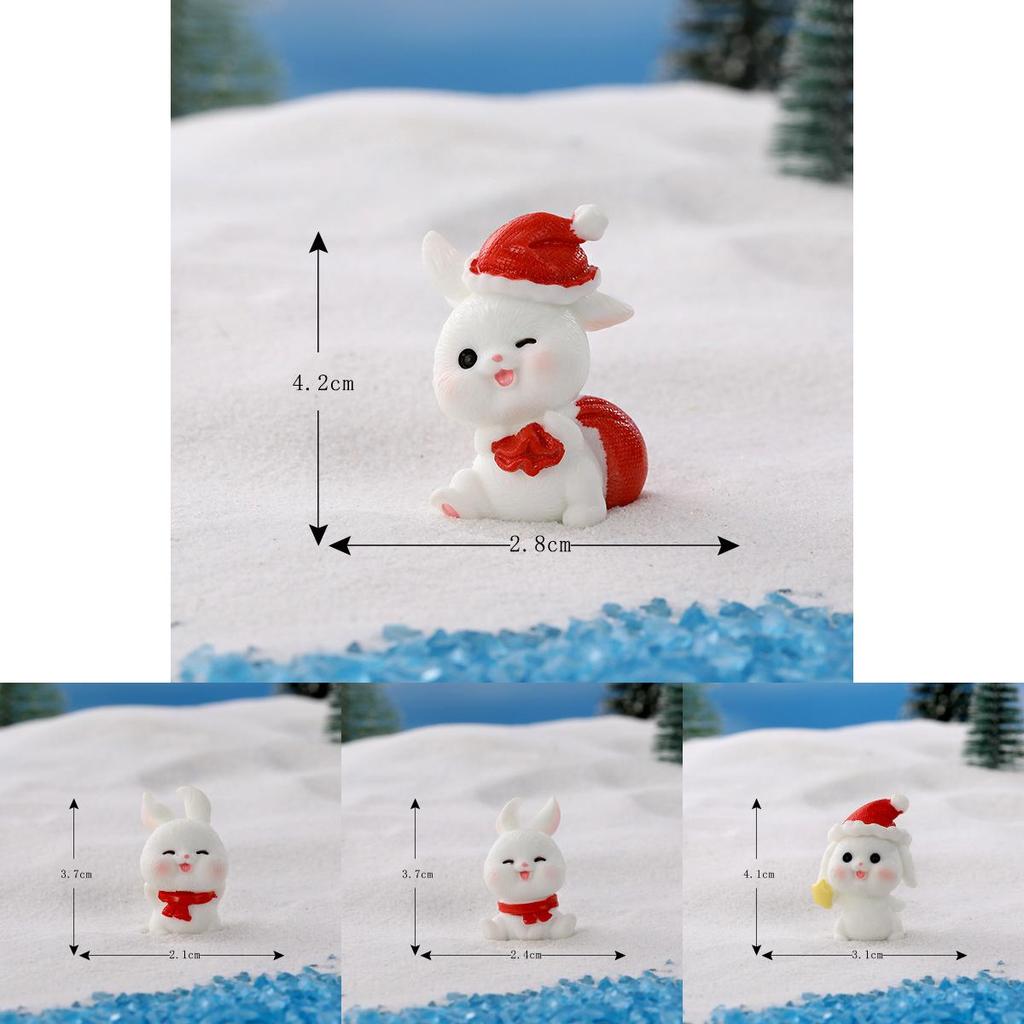 Adorable Christmas Bunny Figurine Resin Decoration Cute Holiday Accent Piece