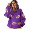 Women's Sports Shirt With Rugby Sequins And Pockets Long Sleeved Half Zip Hooded Top