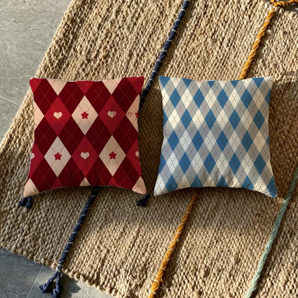 R-Rhombus Lattice Cushion Cover Cushion Cover Pillowcase, Anti-Mite Invisible Zipper, Linen Sofa Cushion
