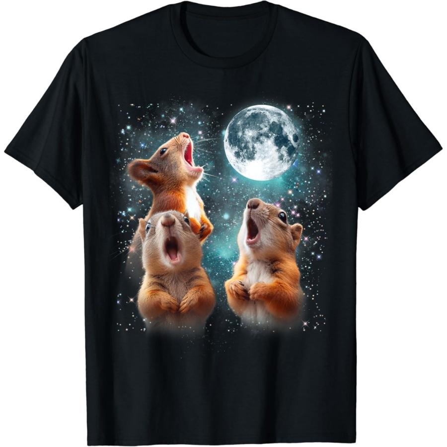EYHOOKE Squirrel Moon Howling Squirrel Head Funny for Men Women T-Shirt XXXXXL чёрный