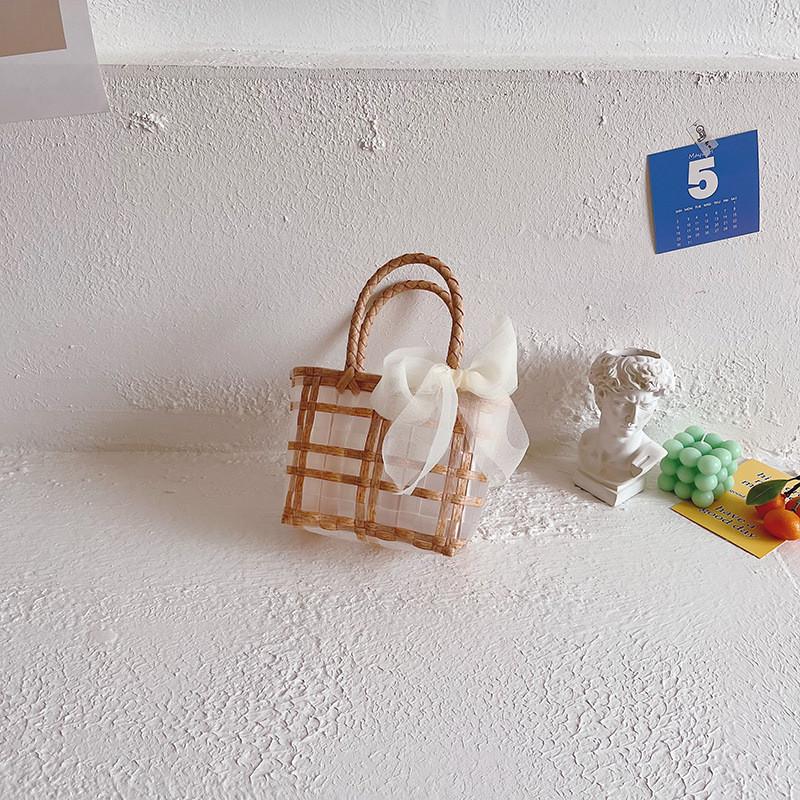 

Adorable Woven Beach Bag For Kids With Cute Bow Design In Stylish Colors For Girls