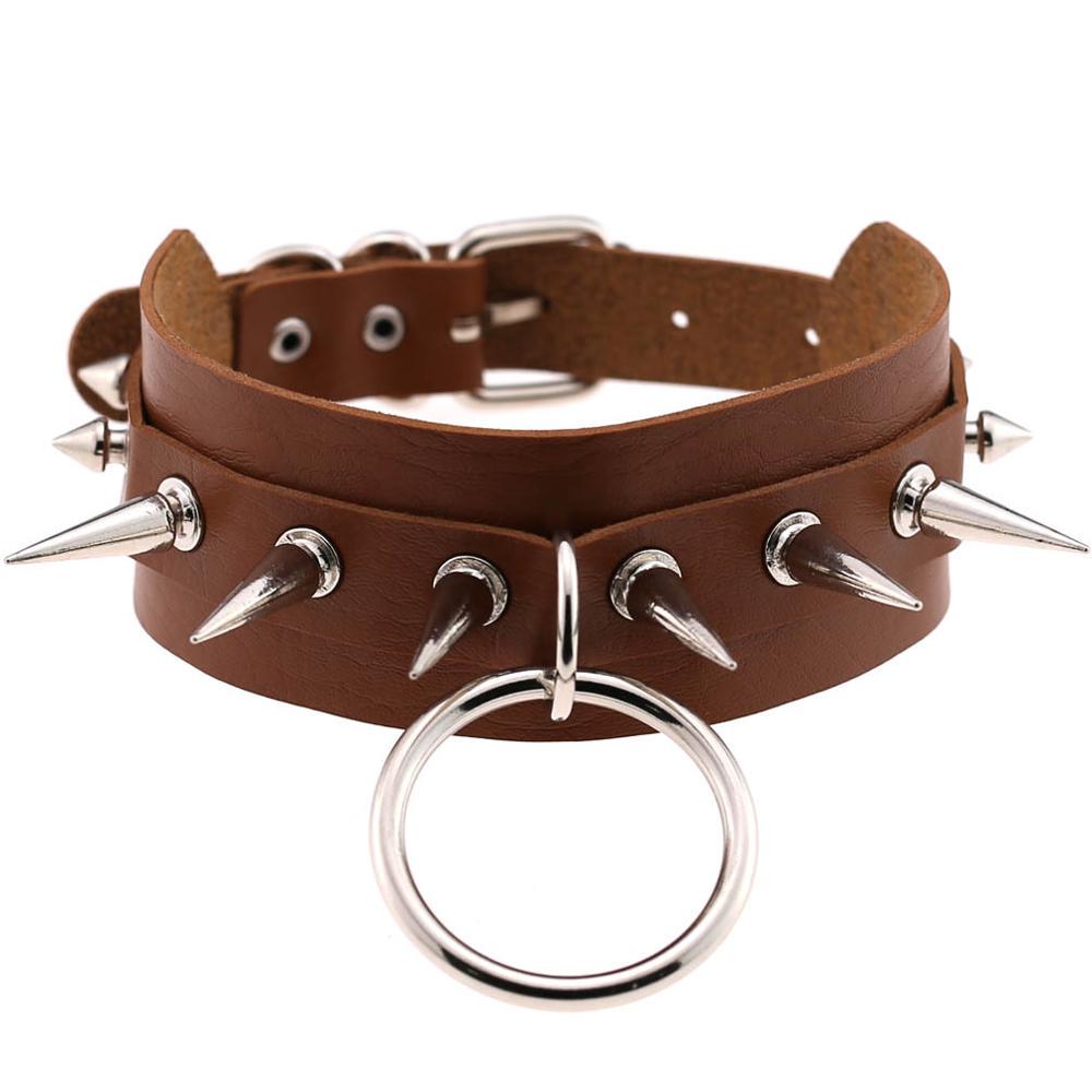 Black Spike Choker Goth  Punk Harajuku  Collar Belt Necklace Pu Leather Chocker  Cosplay Club Party  Festival Jewelry