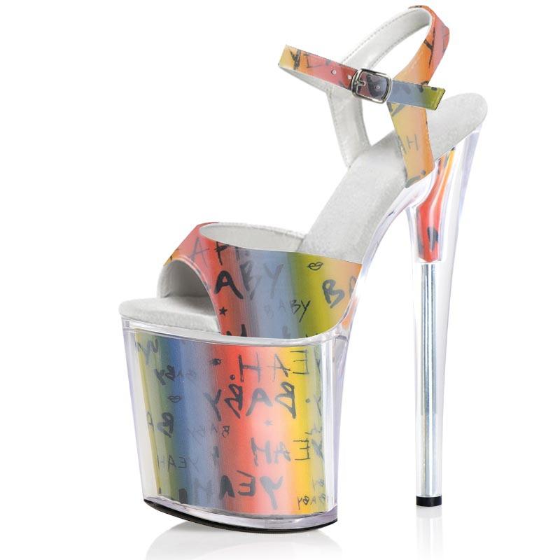 Sandale sexy pentru femei 20CM cu platformă Peep Toe Catwalk Model Pole Dance Tocuri înalte Pantofi de club de noapte Pantofi de striptease