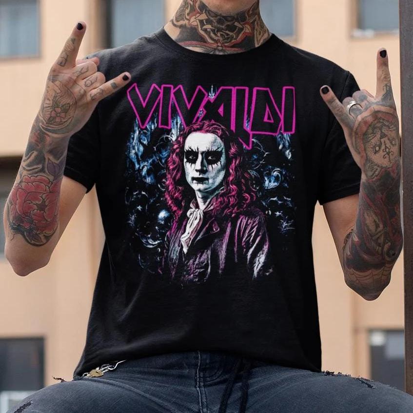 ZX Antonio Vivaldi Heavy Metal Unisex Crewneck Tshirt Metal Vivaldi Tee Shirt Vivaldi Death Metal music teacher student gift S