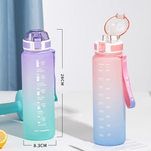 KAISWK Water Bottle, 1.1L Large Capacity with Time Marker, Ultra-Lightweight, Cold and Heat Resistant, Portable, Leak-Proof, BPA-Free, Unisex, for Adu