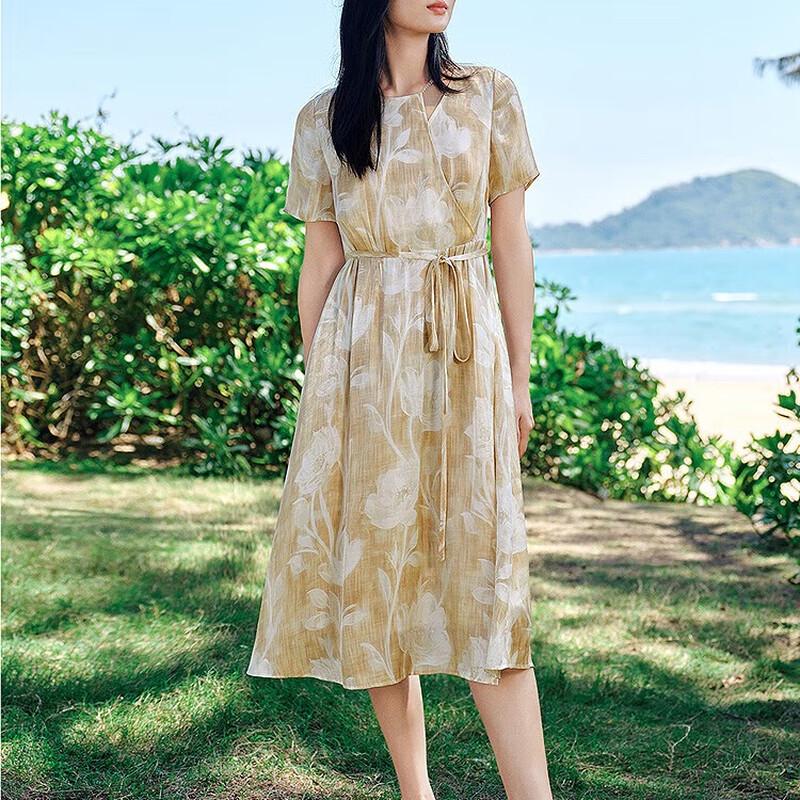 JOOZE ANNAKO Flowing Print Belted Summer Dress