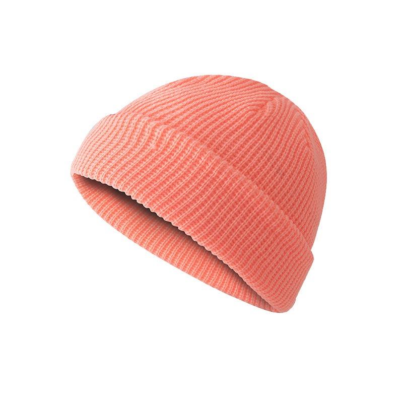 Solid color knitted hat men's autumn and winter hip-hop hat short trendy brand big head circumference warm wool cold hat