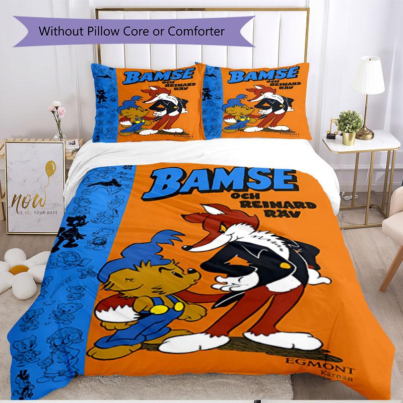 3pcs Duvet Cover Set (1*Duvet Cover + 2*Pillowcase, Without Core), Bamse Print Soft All‑Season Bedding Set, Home Bedroom Decor Gift