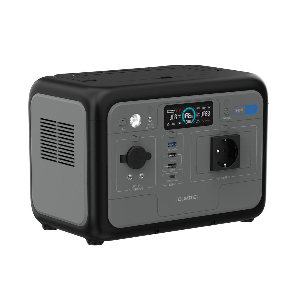 OUKITEL P800 800W Portable Power Station, 512Wh LiFePO4 Battery, AC Fast Charging, Solar Generator for Outdoor Camping Emergency