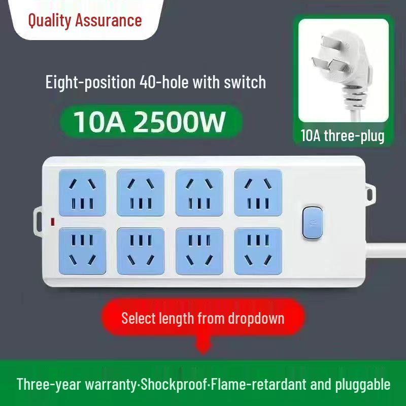 Genuine Pure Copper Wireless Power Strip Extension Cord for Household or Dormitory Use.