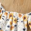 Infant Baby Girls 2 Pieces Outfits, Floral Print Boat-Neck Off-Shoulder Short Sleeve Rompers + Flare Pants Set