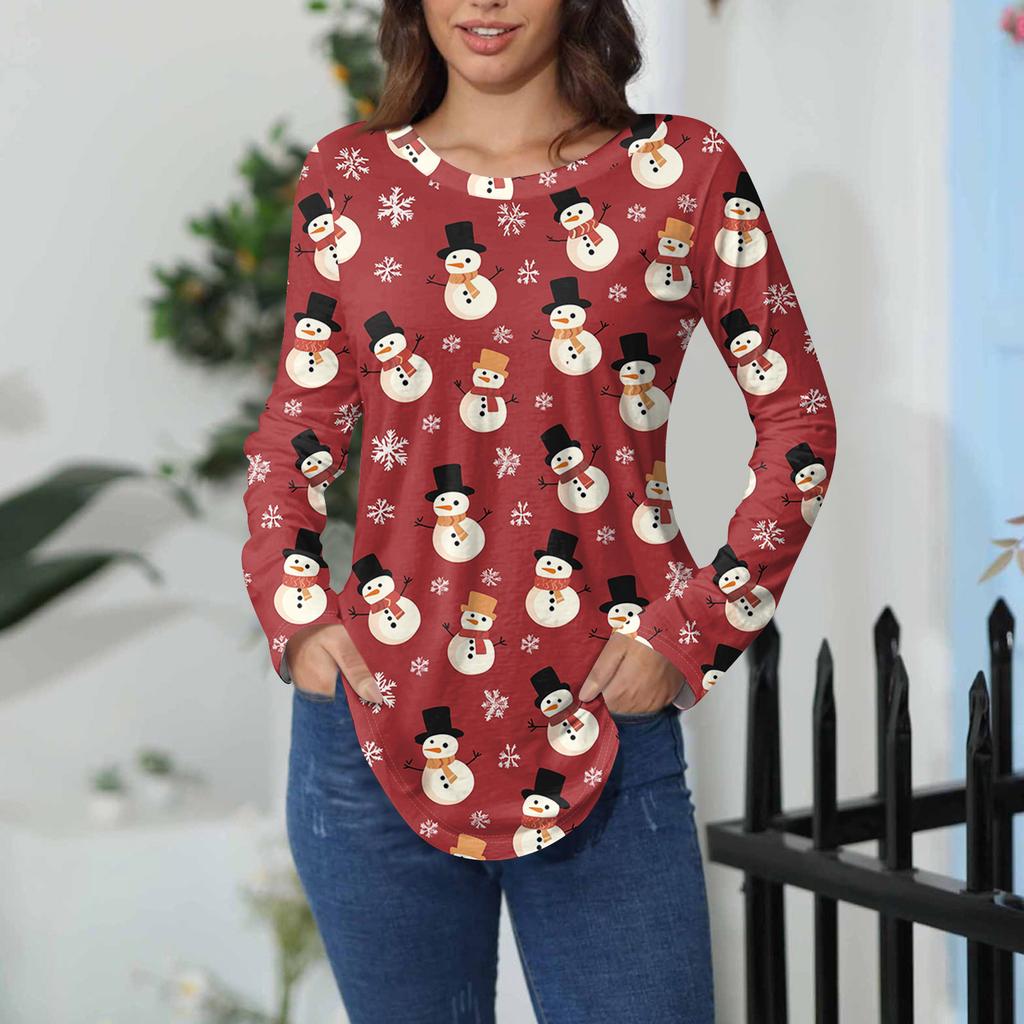 Tee Shirts For Women Fall Casual Long Sleeve Shirts Sweatshirt Vintage Graphic Printing Top Pullover Valentine's Day