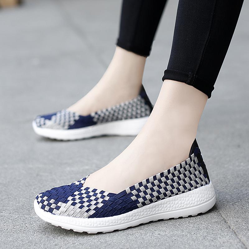 Mocassini Estivi Rosa Scarpe da Passeggio sulla Spiaggia Donna Multicolore Intreccio Casual Morbidi Slip-on Mocassini Piatti Intrecciati Scarpe da Ginnastica Taglie Forti