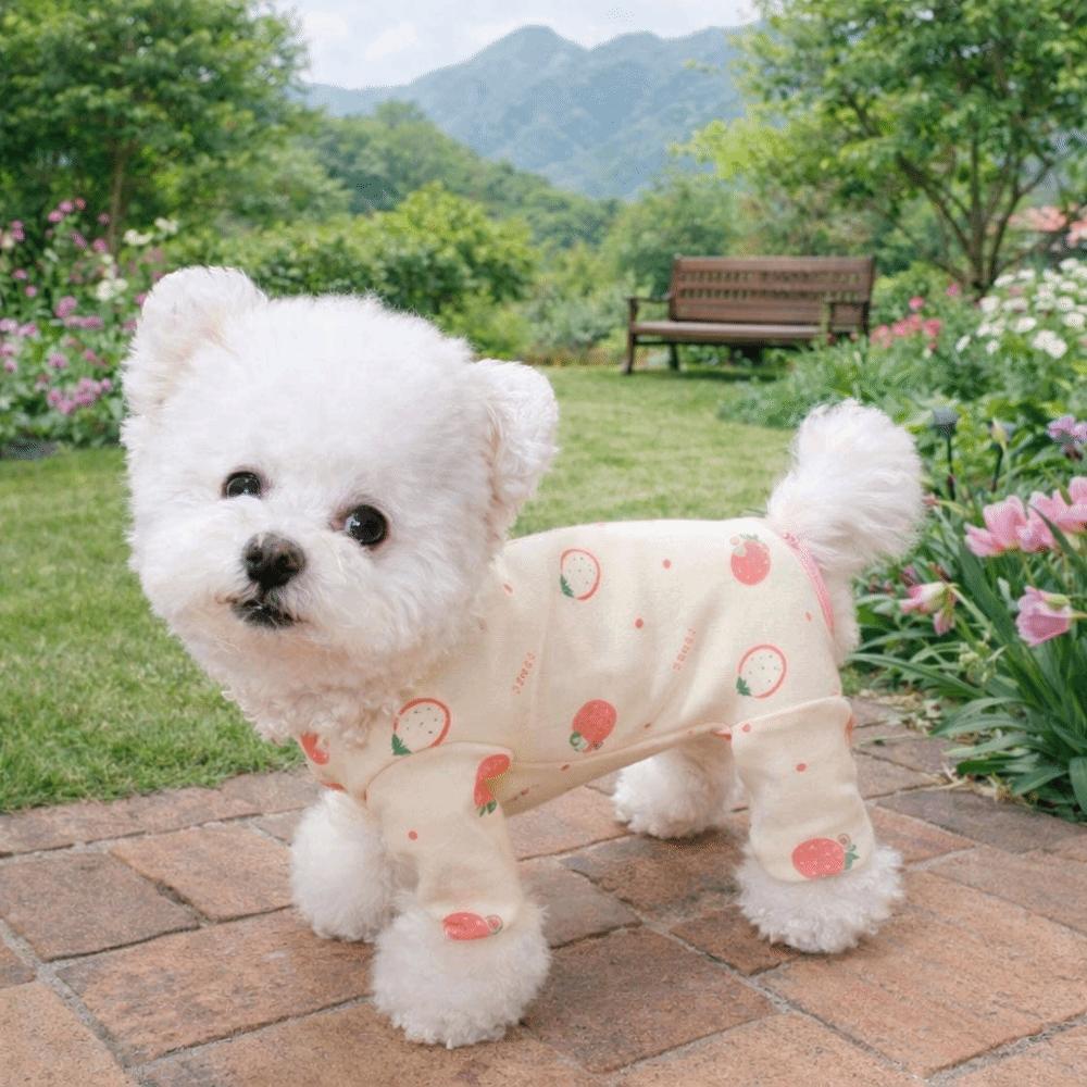 Warm Four-Legged Dog Pajamas Cartoon Printed Dog Home Clothing Pet Casual Wear  Belly Protection
