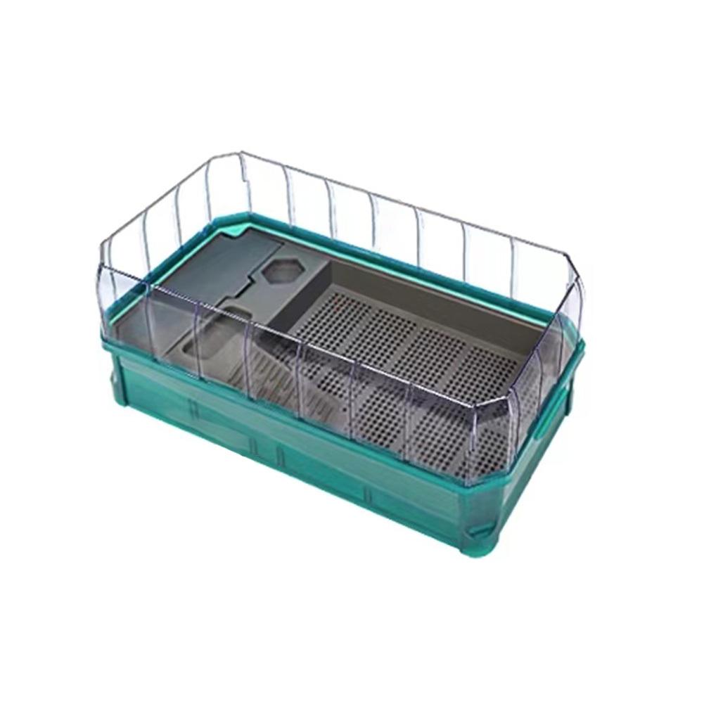 Turtle Tank Starter Kit Turtle Tank With Basking Platform Drain Detachable Transparent Fence Rain Shower Head For Turtles Crabs