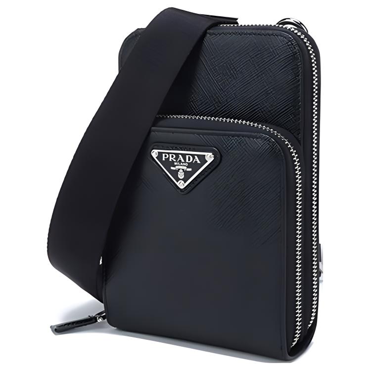 Prada Saffiano Leather Shoulder Crossbody Waist Bag Men bags Black 2ZH126-053-F0002
