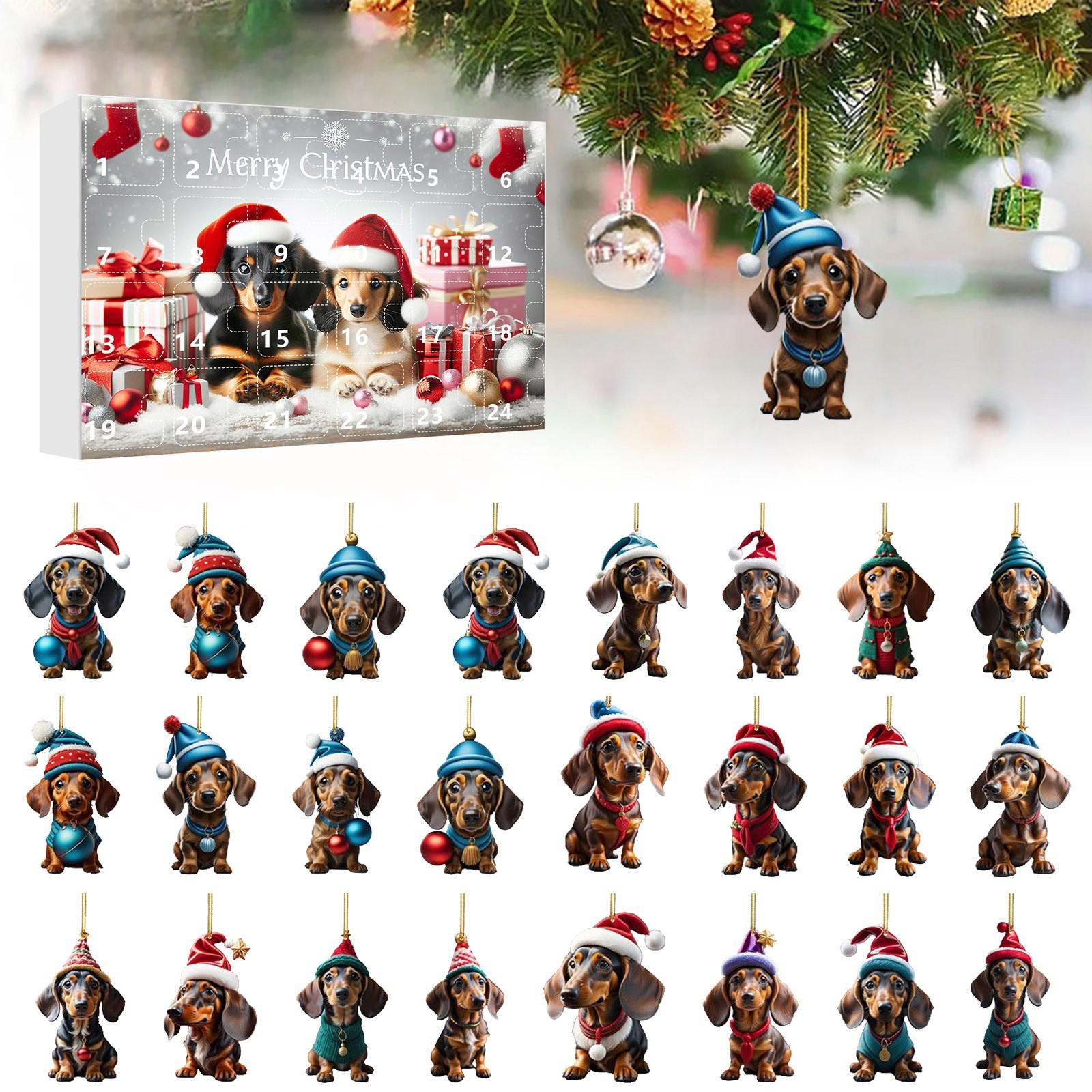 

Рождественский адвент-календарь 2024 года содержит 24 рождественских акриловых украшения, календарь прибытия, обратный отсчет до Рождества с сюрпризами-подвесками One Size