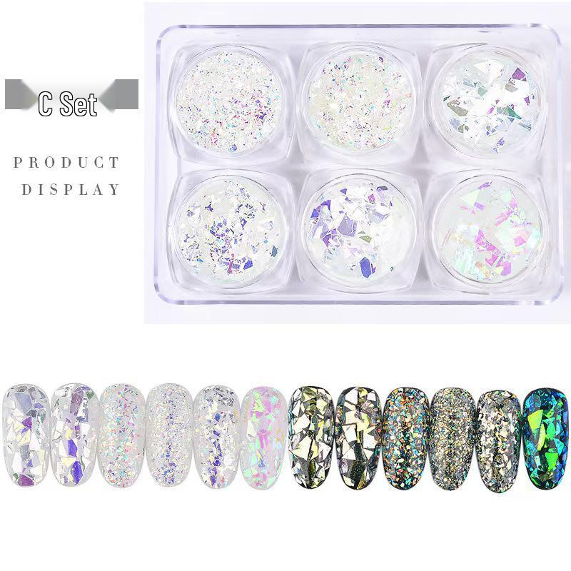 Opal Cloud Iridescent Nail Flakes: 6-Color Set