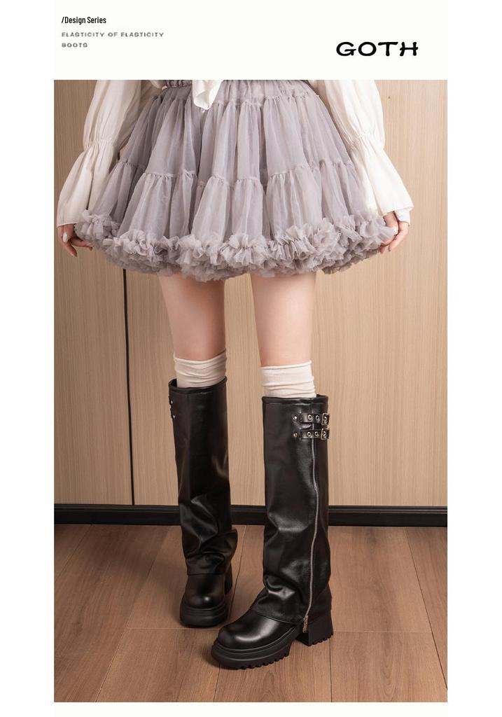 Women's Thick Sole Wide-Leg Over-the-Knee Boots - Autumn/Winter 2026 High-Top, Sweet & Cool Style.