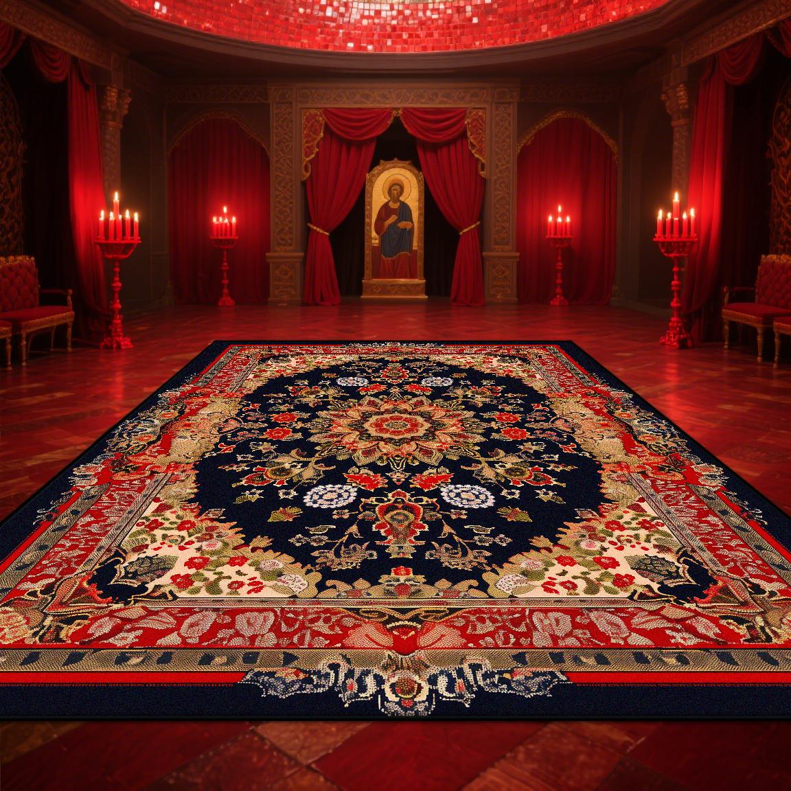 

Persian American Retro Carpet Large Area Living Room Decoration Home Ethnic Style Bedroom Rug Cloakroom Lounge Soft Mat Non-slip 60x90cm