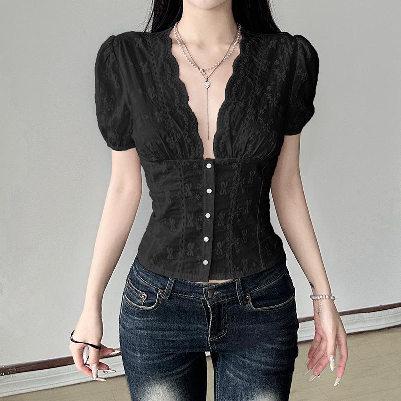 Blůza s texturou mašle v pase, rukávy, výstřih do V, kardigan na knoflíky, košile