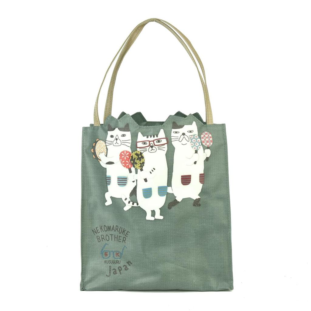 [Kusuguru Japan] Coated Tote Bag, Nekomaruke GR