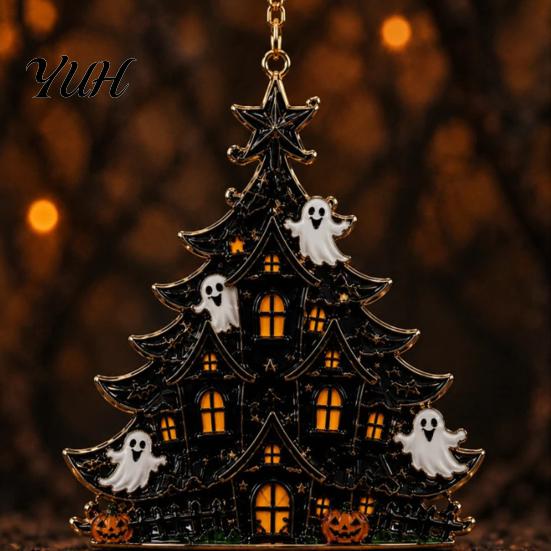 Lightweight Haunted House Props Halloween Tree Acrylic Hanging Ornament, Pumpkin Ghost Skull Seasonal Spooky Party Door Signs Decor, Pendant for Home,