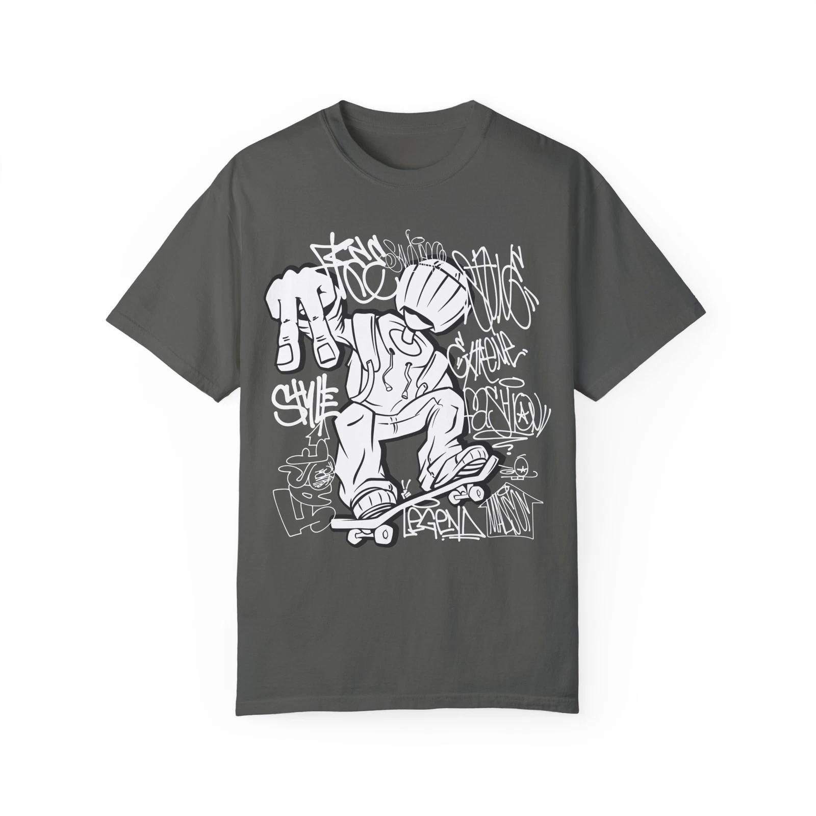 Skater Drawing Urban Graffiti Art Style Quote :: Unisex Garment-Dyed T-Shirt 2XL