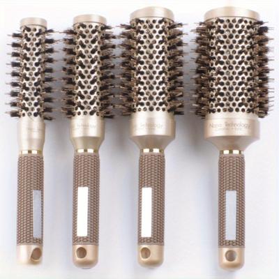 1 runder Nano-Thermokeramik-Kopfkamm zum Föhnen, Locken, Glätten und Stylen der Haare