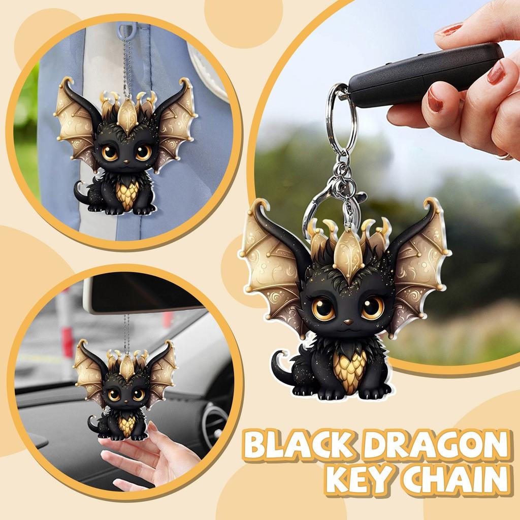 2D Cute Car Acrylic Flat Rearview Mirror Pendant Keychain Accessories