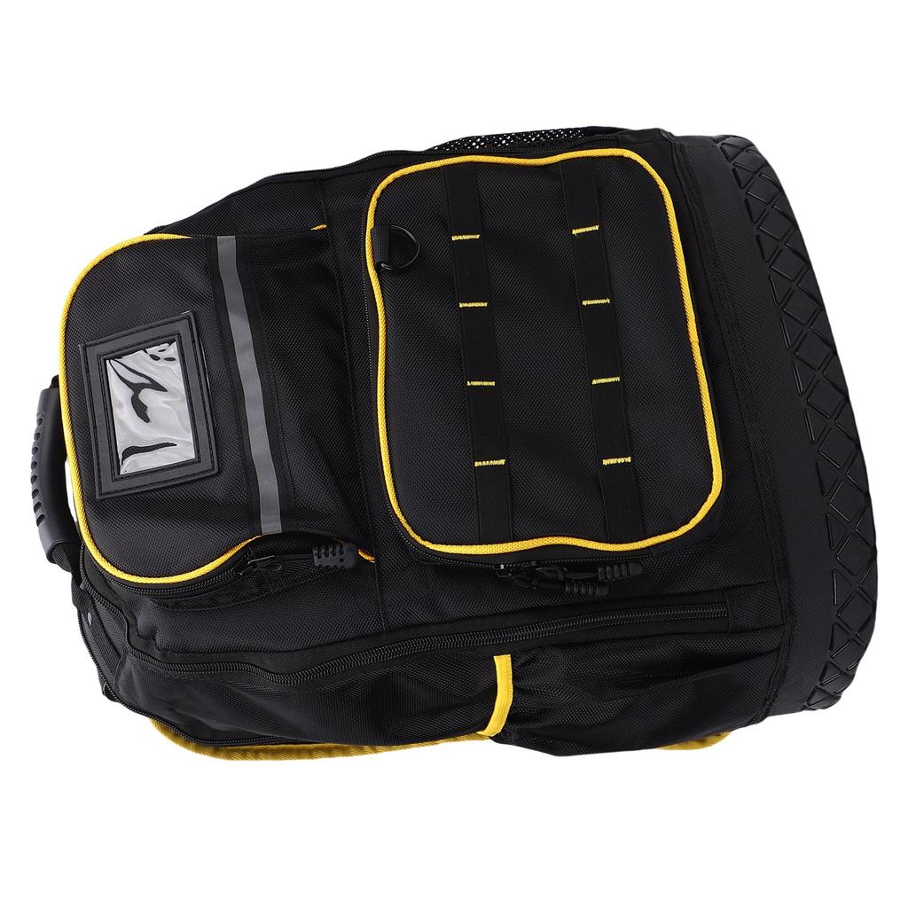 Werkzeugrucksack Mehrere Taschen Gepolstertes Laptopfach Oxford-Gewebe Harter Boden Werkzeugtasche mit Beutel Typ-C-Kabel