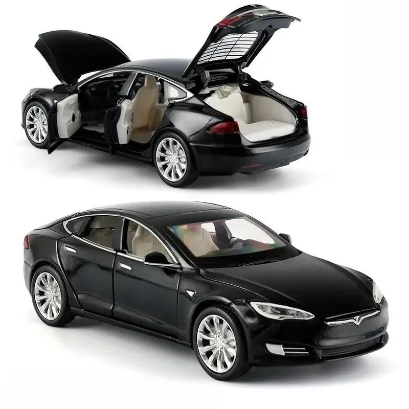 1/32 Tesla Model S 100D SUV Toy Car Model Diecast Alloy Metal Miniature Sound & Light Pull Back 1:32 Collection Gift For Boy Kid