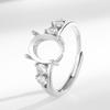 Trendy Open Copper Ring Setting for Oval 8*10mm Huazi Cabochon in Imitation 925 Silver