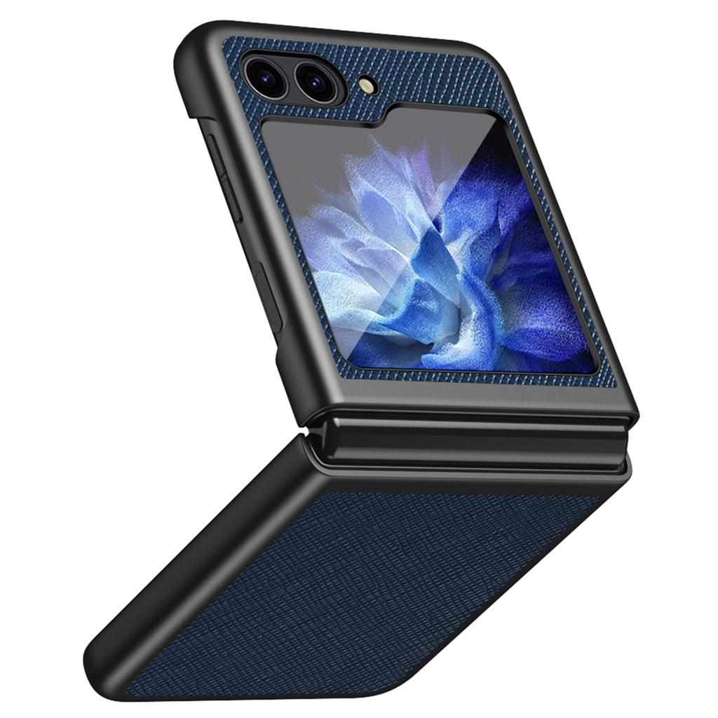 For Samsung Galaxy Z Flip6 5G/Z Flip5 5G Case Shockproof Cross Texture PU Leather+PC Phone Cover