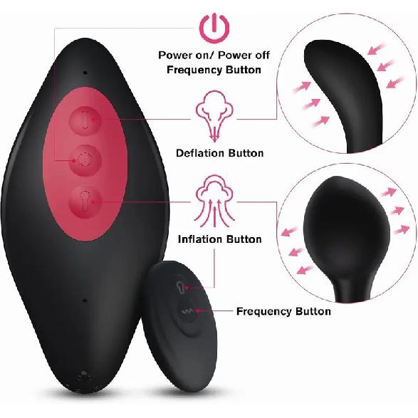 Analvibrator, aufblasbarer Analplug, Prostatamassagegerät mit Fernbedienung, automatisches Aufblasen, vibrierender Prostatastimulator für Männer und Frauen