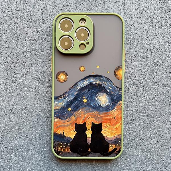 Custodia artistica Gatto Nero Notte Stellata Per iPhone 17 15 14 13 12 11 Pro Max 12 16 Mini XS X XR 14 15 Plus Gusci Antiurto